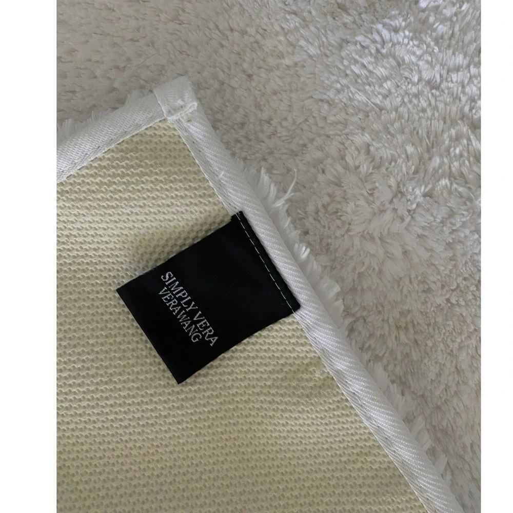 Simply Vera Vera Wang White Shaggy Bath Runner Rug 20x60 Solid Plush Latex Back